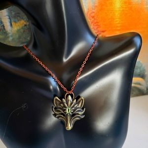 3 for $15 Emerald Fox Head Bronze Necklace